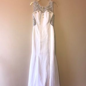 White Embellished Gown w/ Slit